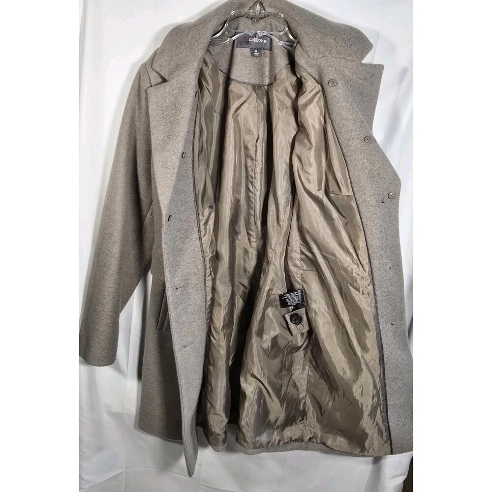 Medium- LIZ CLAIBORNE Women Tan Wool Blend Long Coat - Picture 7 of 7